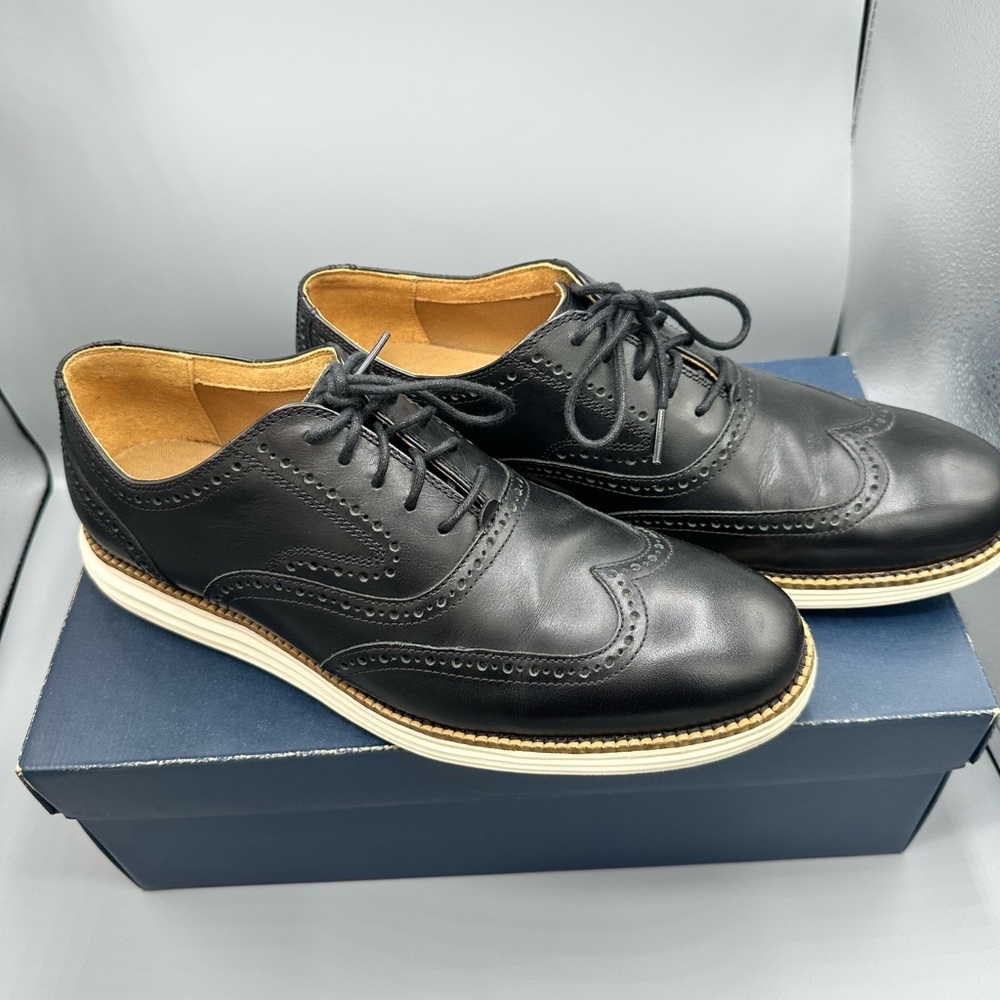 Cole Haan Black and Tan Wingtip Oxfords